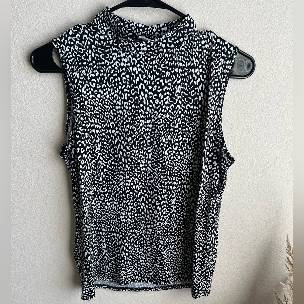 High Neck Leopard Print Sleeveless Top